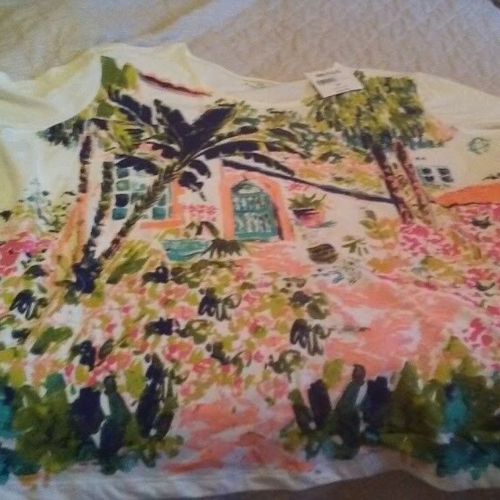 Coral Bay 3X Palm Tree Villa Floral Print Shirt